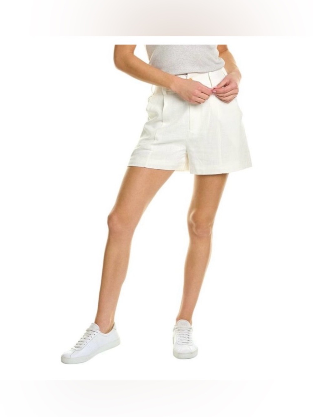 Walter Baker Cream Linen Blend High-Rise Tailored Bermuda Shorts Size L Summer
